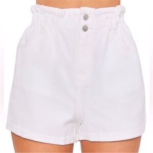 Love Tree Paper Bag Waist White Denim Shorts NWOT NEVER WORN!